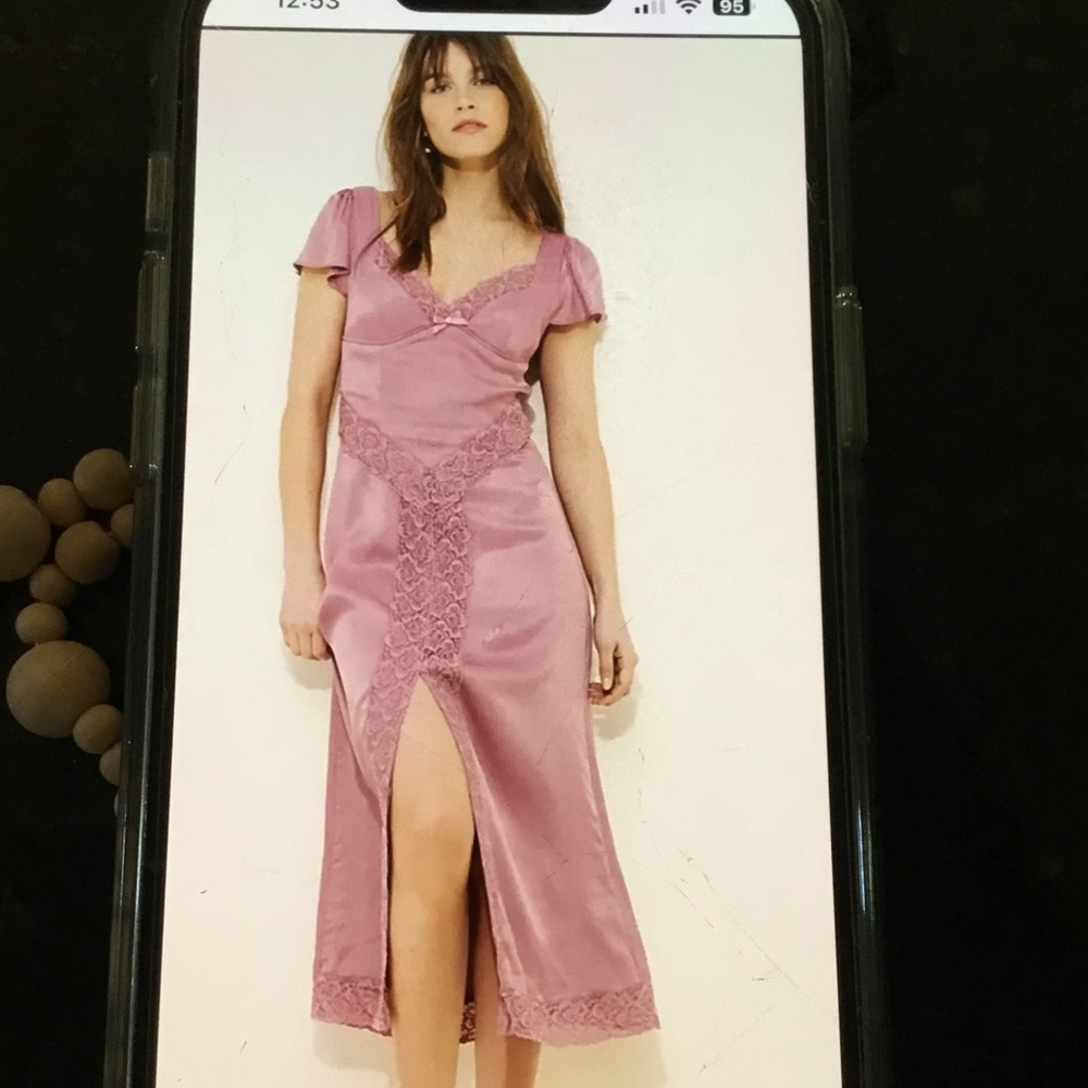 NWT Free People Satin Slit Midi Dress